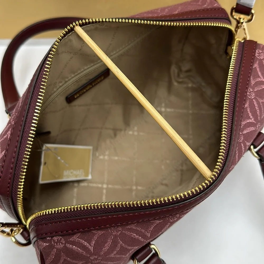 MICHAEL KORS JST TRAVEL MEDIUM DUFFLE SATCHEL SHOULDER CROSSBODY BAG MK OXBLOOD - Picture 13 of 15